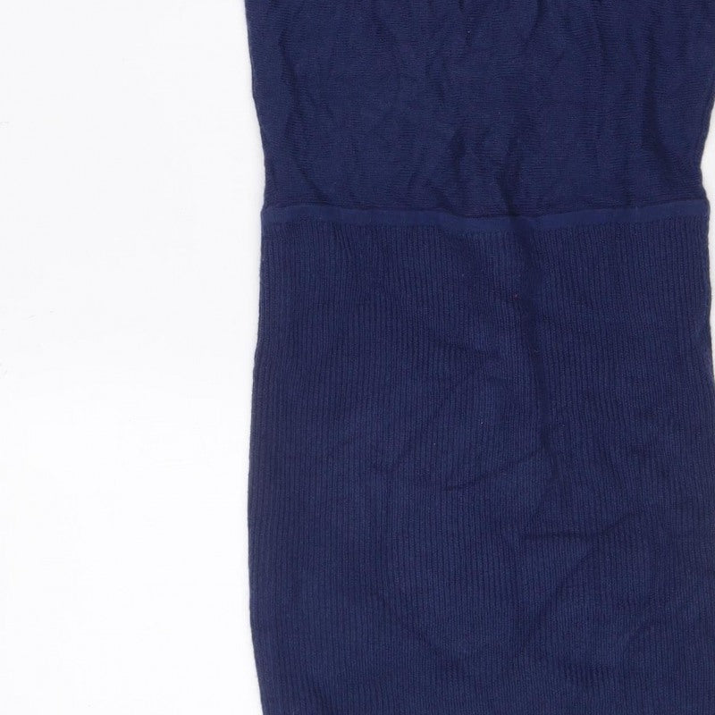 Armani Exchange Women Blue XL Knit Jumper Dress Long Sleeve V-Neck