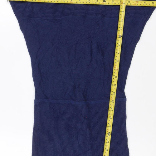 Armani Exchange Women Blue XL Knit Jumper Dress Long Sleeve V-Neck