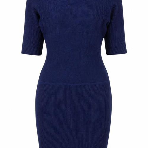 Armani Exchange Women Blue XL Knit Jumper Dress Long Sleeve V-Neck