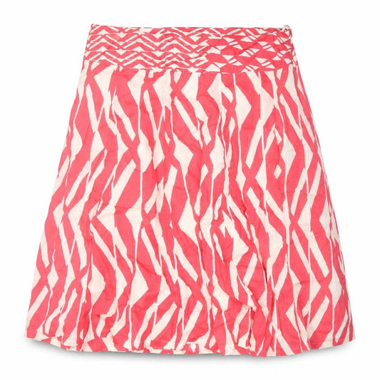 Monsoon Women’s Pink UK 22 Geometric Linen Silk A-Line Knee Skirt