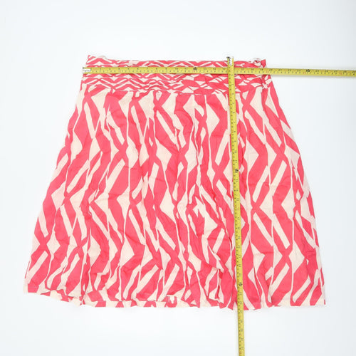 Monsoon Women’s Pink UK 22 Geometric Linen Silk A-Line Knee Skirt