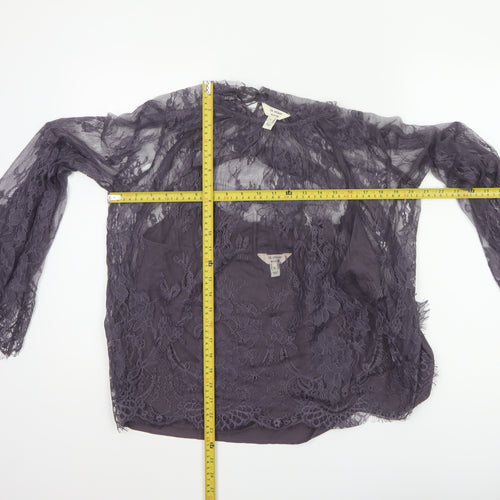 In Other Words Women’s Purple UK 12 Floral Lace Bell Sleeve Blouse