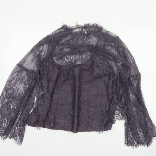 In Other Words Women’s Purple UK 12 Floral Lace Bell Sleeve Blouse