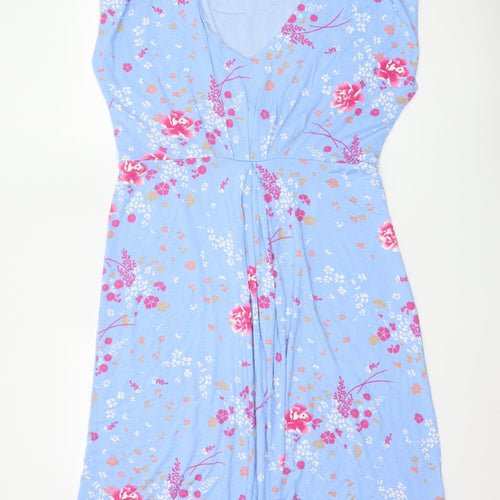 Joe Browns Women Blue Floral Midi Fit & Flare Dress UK 16 V-Neck