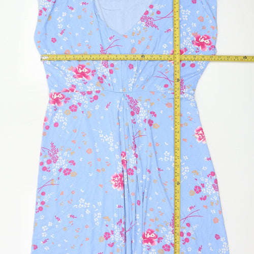 Joe Browns Women Blue Floral Midi Fit & Flare Dress UK 16 V-Neck