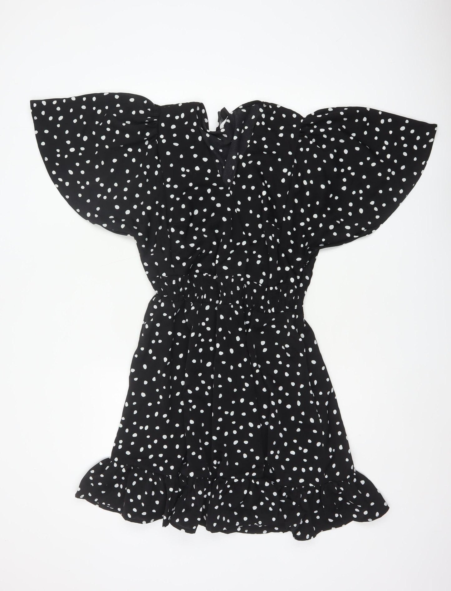 AX Paris Women Black Polka Dot Size 16 Off Shoulder Fit & Flare Dress