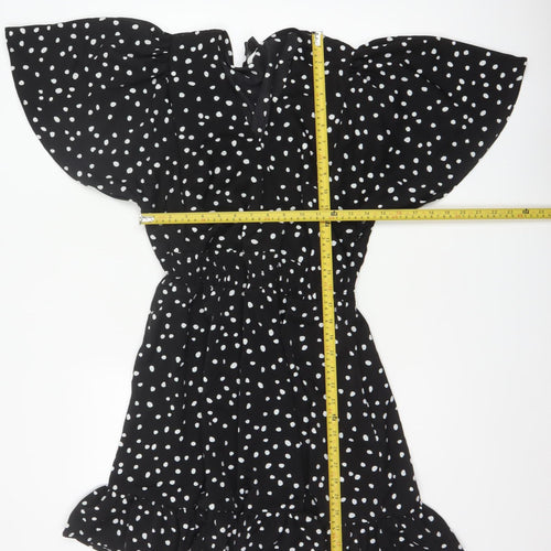 AX Paris Women Black Polka Dot Size 16 Off Shoulder Fit & Flare Dress
