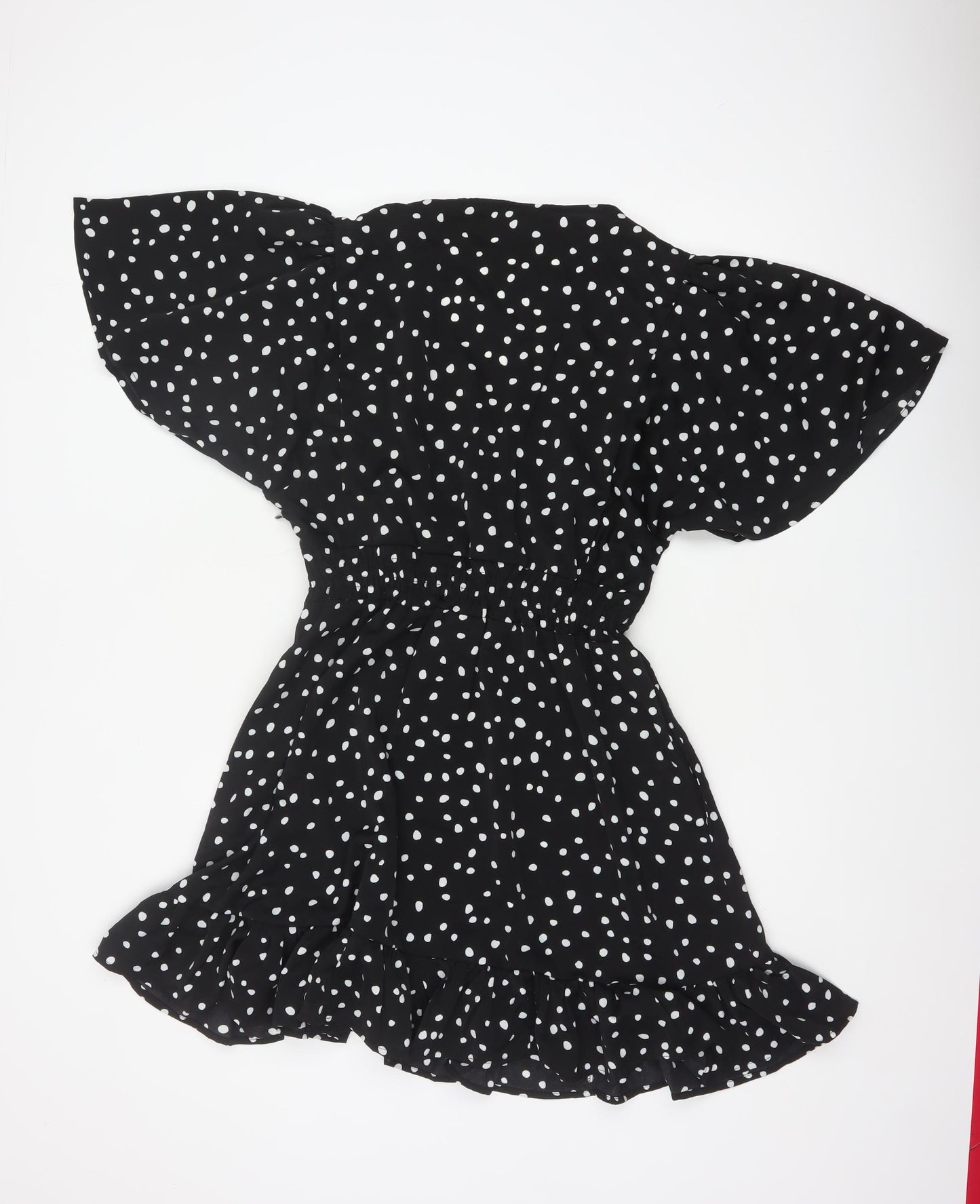 AX Paris Women Black Polka Dot Size 16 Off Shoulder Fit & Flare Dress