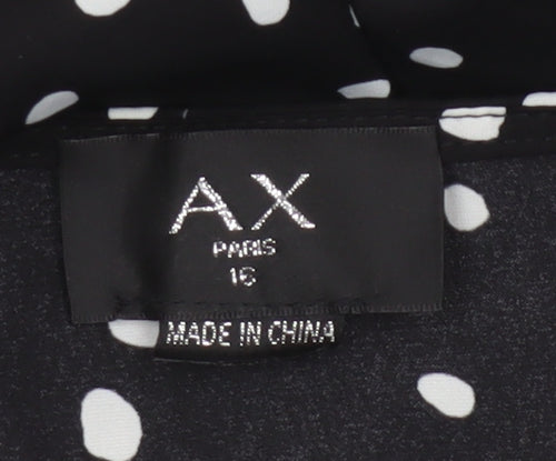 AX Paris Women Black Polka Dot Size 16 Off Shoulder Fit & Flare Dress