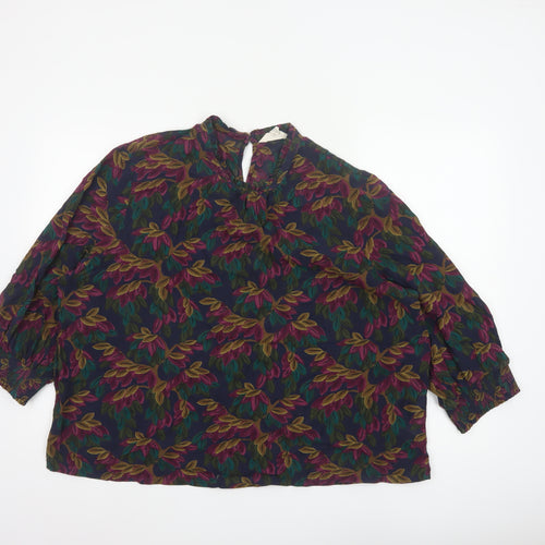 Seasalt Cornwall Women Multicoloured UK 20 Floral V-Neck 3/4 Sleeve Blouse