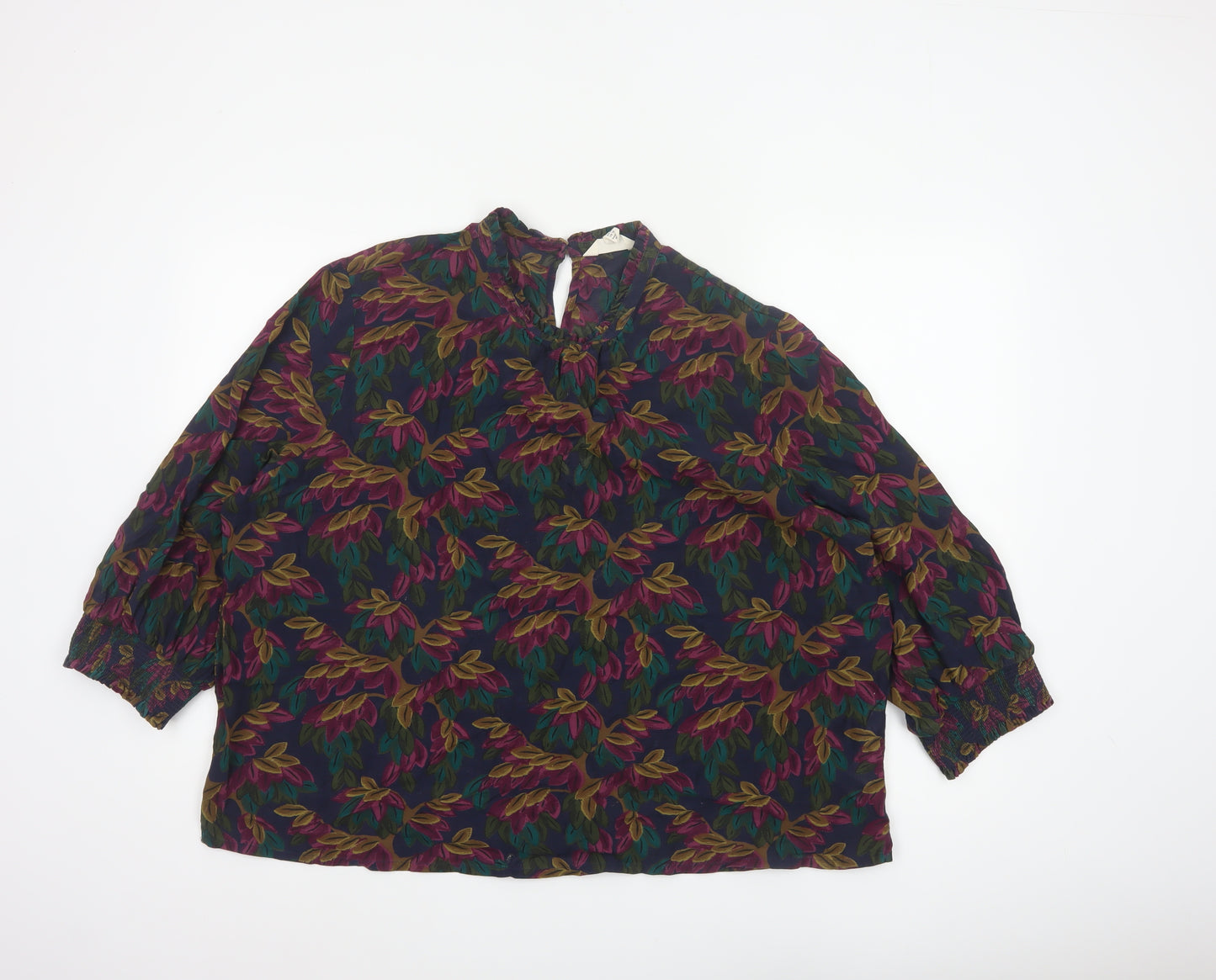 Seasalt Cornwall Women Multicoloured UK 20 Floral V-Neck 3/4 Sleeve Blouse