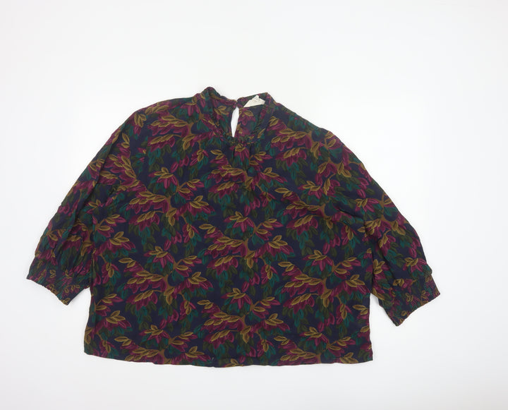 Seasalt Cornwall Women Multicoloured UK 20 Floral V-Neck 3/4 Sleeve Blouse