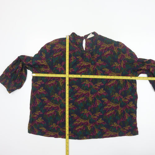Seasalt Cornwall Women Multicoloured UK 20 Floral V-Neck 3/4 Sleeve Blouse