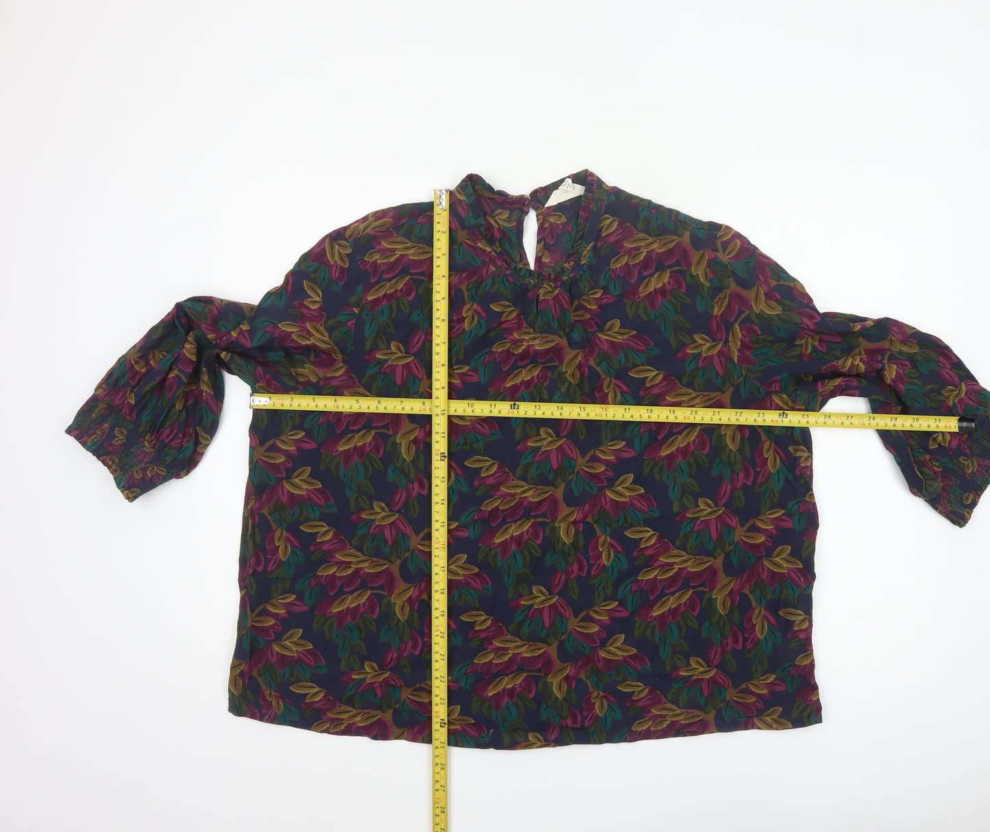 Seasalt Cornwall Women Multicoloured UK 20 Floral V-Neck 3/4 Sleeve Blouse
