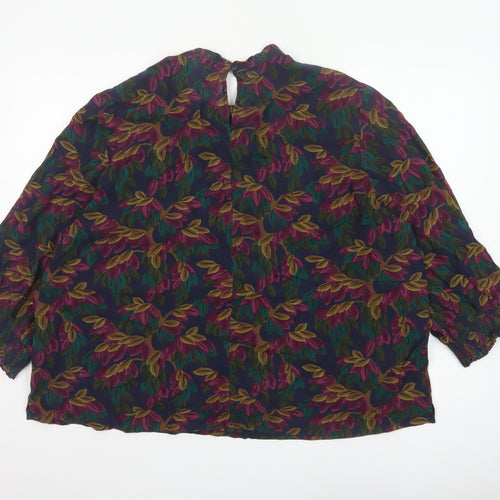 Seasalt Cornwall Women Multicoloured UK 20 Floral V-Neck 3/4 Sleeve Blouse
