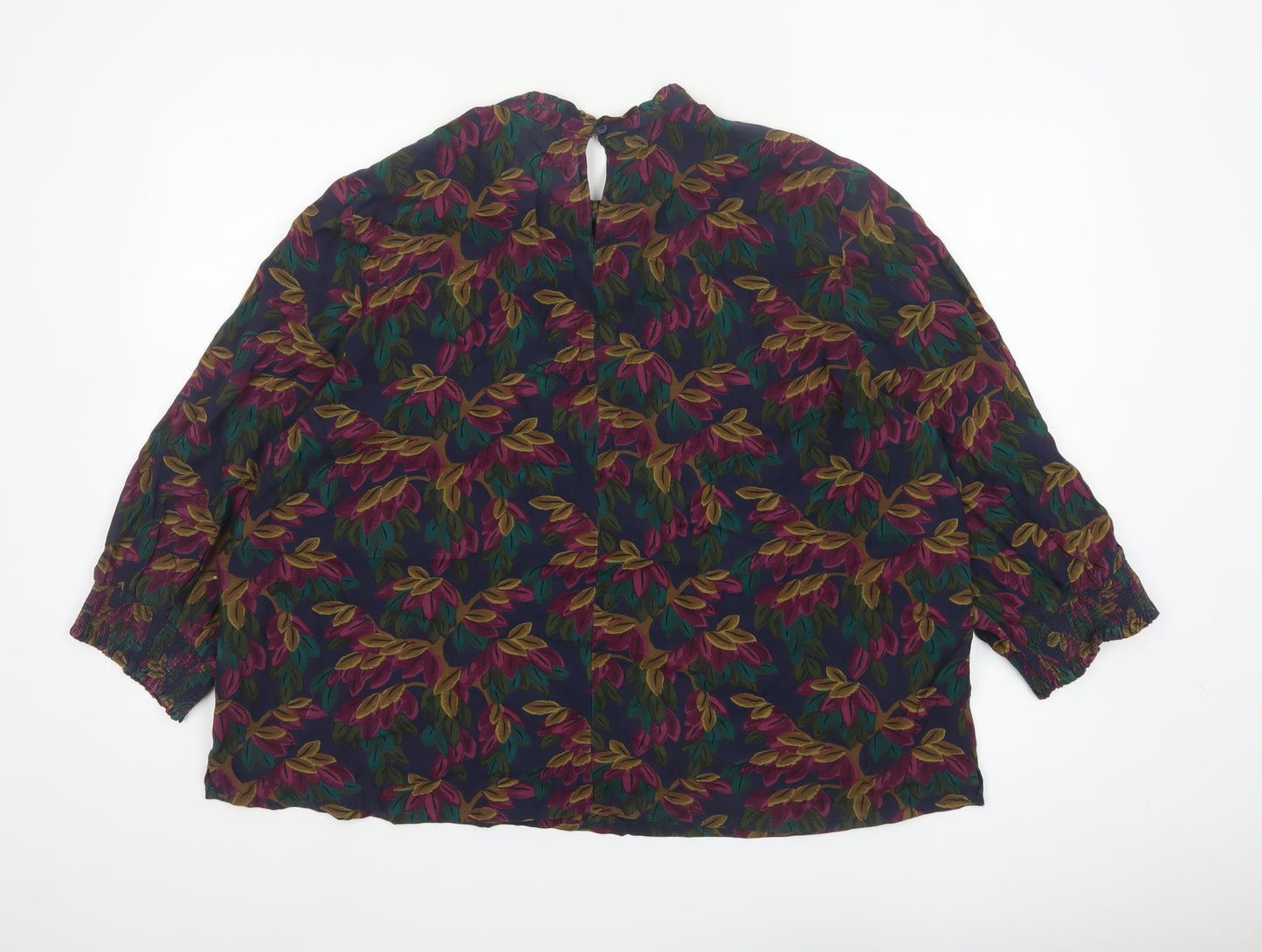 Seasalt Cornwall Women Multicoloured UK 20 Floral V-Neck 3/4 Sleeve Blouse