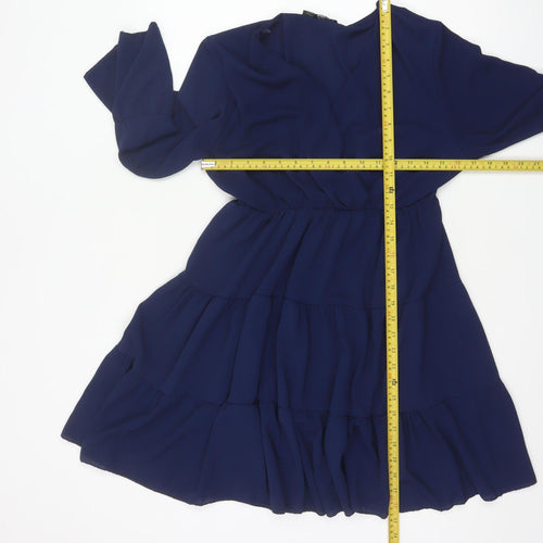 Quiz Women’s Blue M Knee Length Fit & Flare Tiered V-Neck Dress