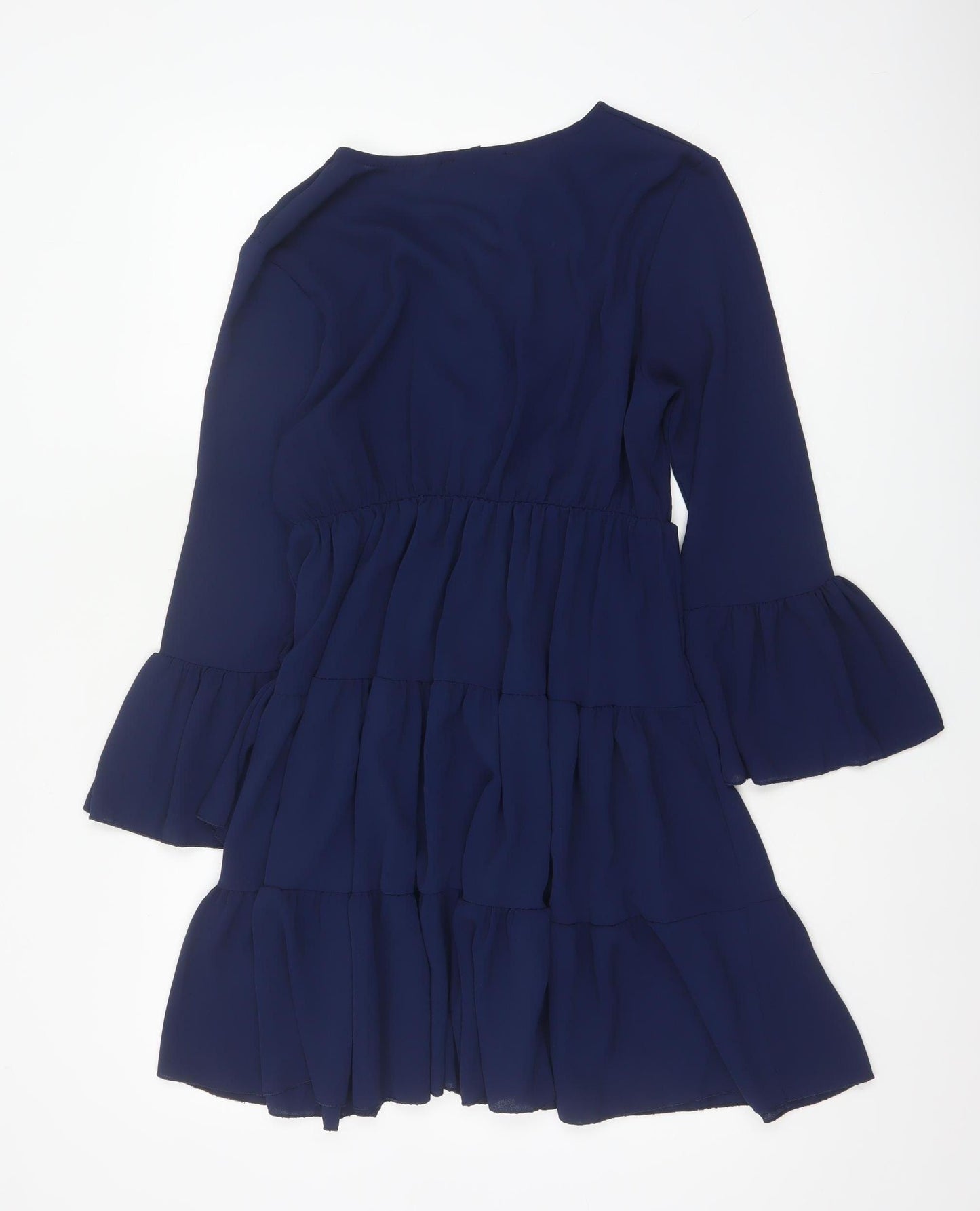 Quiz Women’s Blue M Knee Length Fit & Flare Tiered V-Neck Dress
