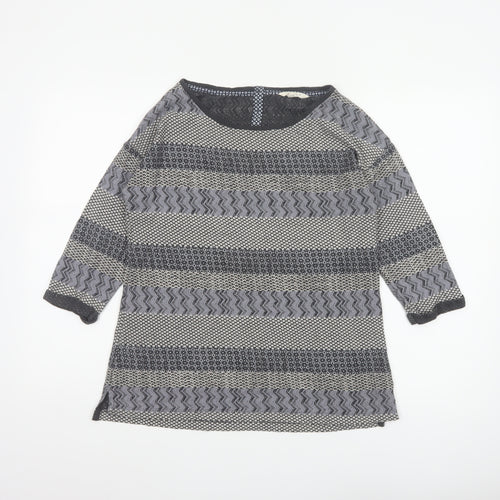 White Stuff Women Black Grey Geometric Cotton Tunic Blouse UK 10