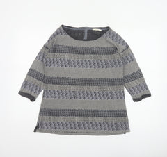 White Stuff Women Black Grey Geometric Cotton Tunic Blouse UK 10
