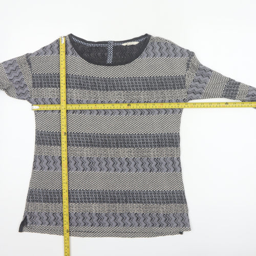 White Stuff Women Black Grey Geometric Cotton Tunic Blouse UK 10