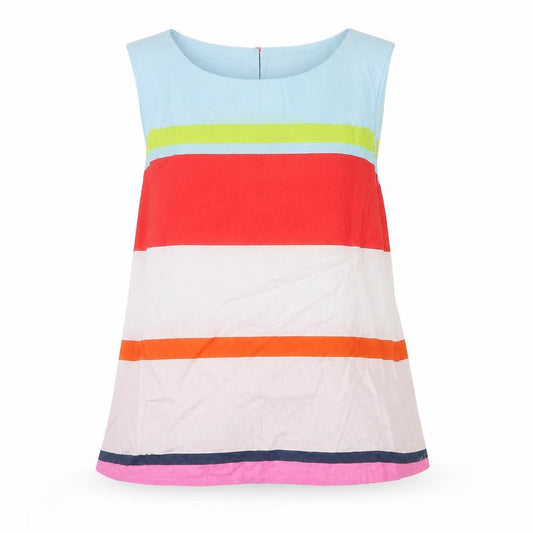 White Stuff Women Multicoloured UK 12 Sleeveless Linen Cotton Stripe Blouse