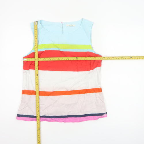 White Stuff Women Multicoloured UK 12 Sleeveless Linen Cotton Stripe Blouse