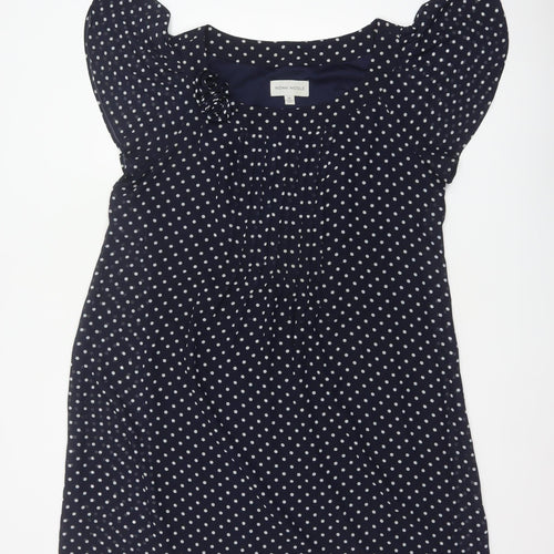 Ronni Nicole Women Blue Polka Dot Fit & Flare Dress UK 18 Ruffle