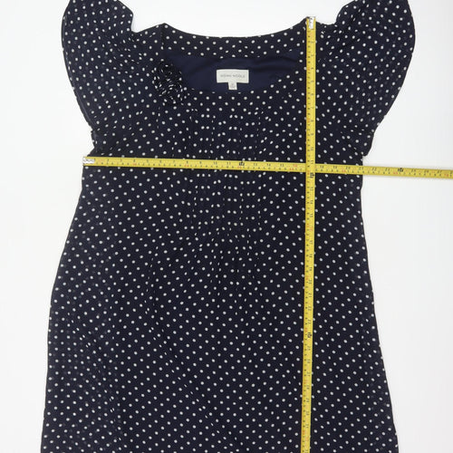 Ronni Nicole Women Blue Polka Dot Fit & Flare Dress UK 18 Ruffle