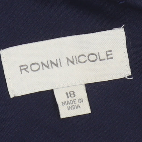 Ronni Nicole Women Blue Polka Dot Fit & Flare Dress UK 18 Ruffle