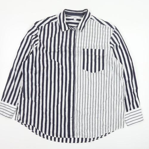 Next Women’s Blue White Striped Cotton Button-Up Shirt UK 12