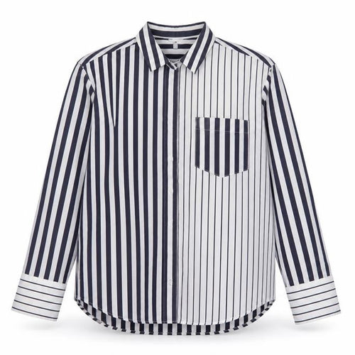 Next Women’s Blue White Striped Cotton Button-Up Shirt UK 12