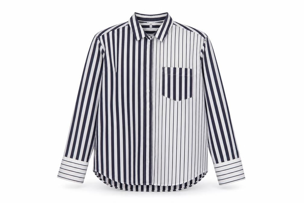 Next Women’s Blue White Striped Cotton Button-Up Shirt UK 12