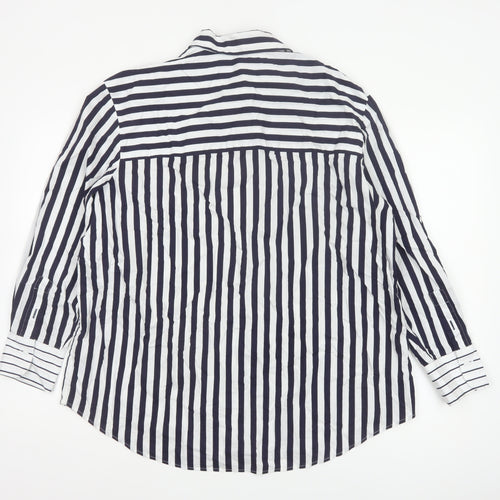 Next Women’s Blue White Striped Cotton Button-Up Shirt UK 12