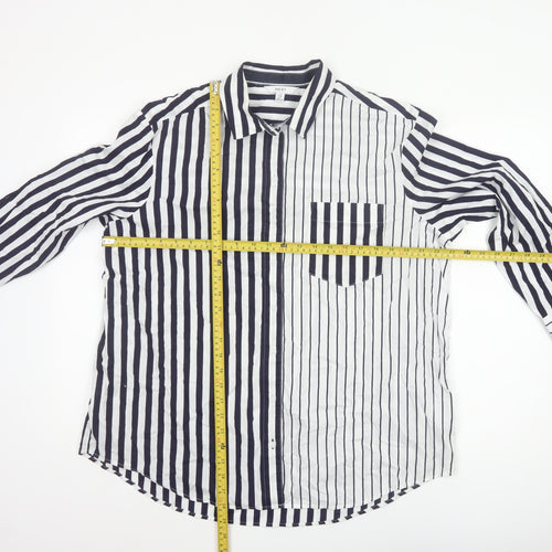 Next Women’s Blue White Striped Cotton Button-Up Shirt UK 12
