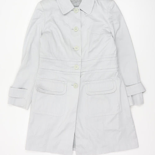 Marks and Spencer Women White UK 14 Long Cotton Trench Coat