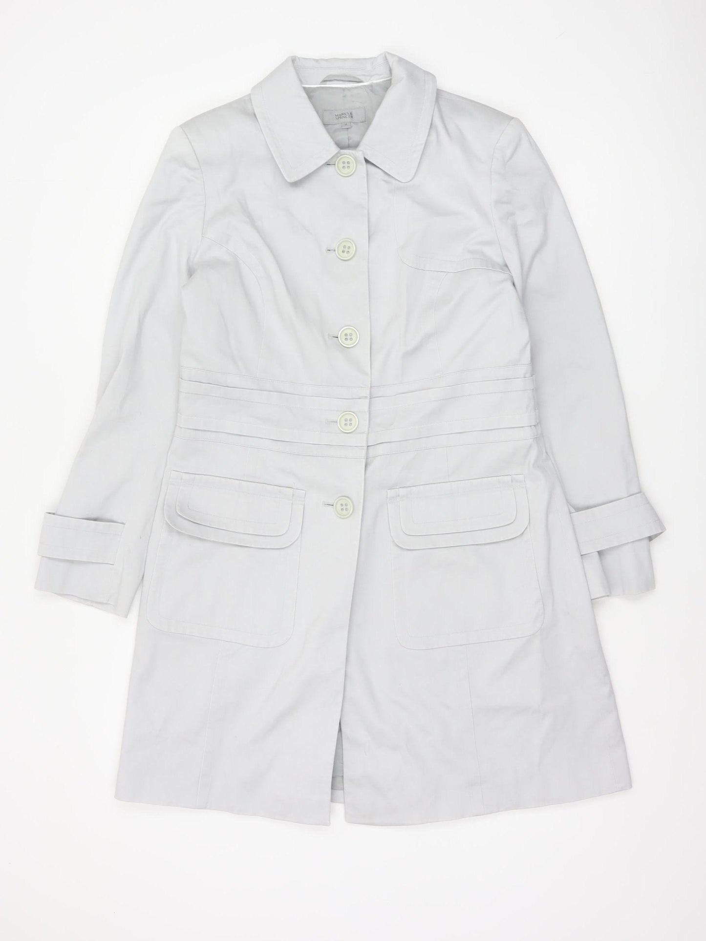Marks and Spencer Women White UK 14 Long Cotton Trench Coat