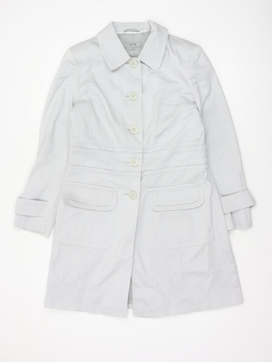 Marks and Spencer Women White UK 14 Long Cotton Trench Coat