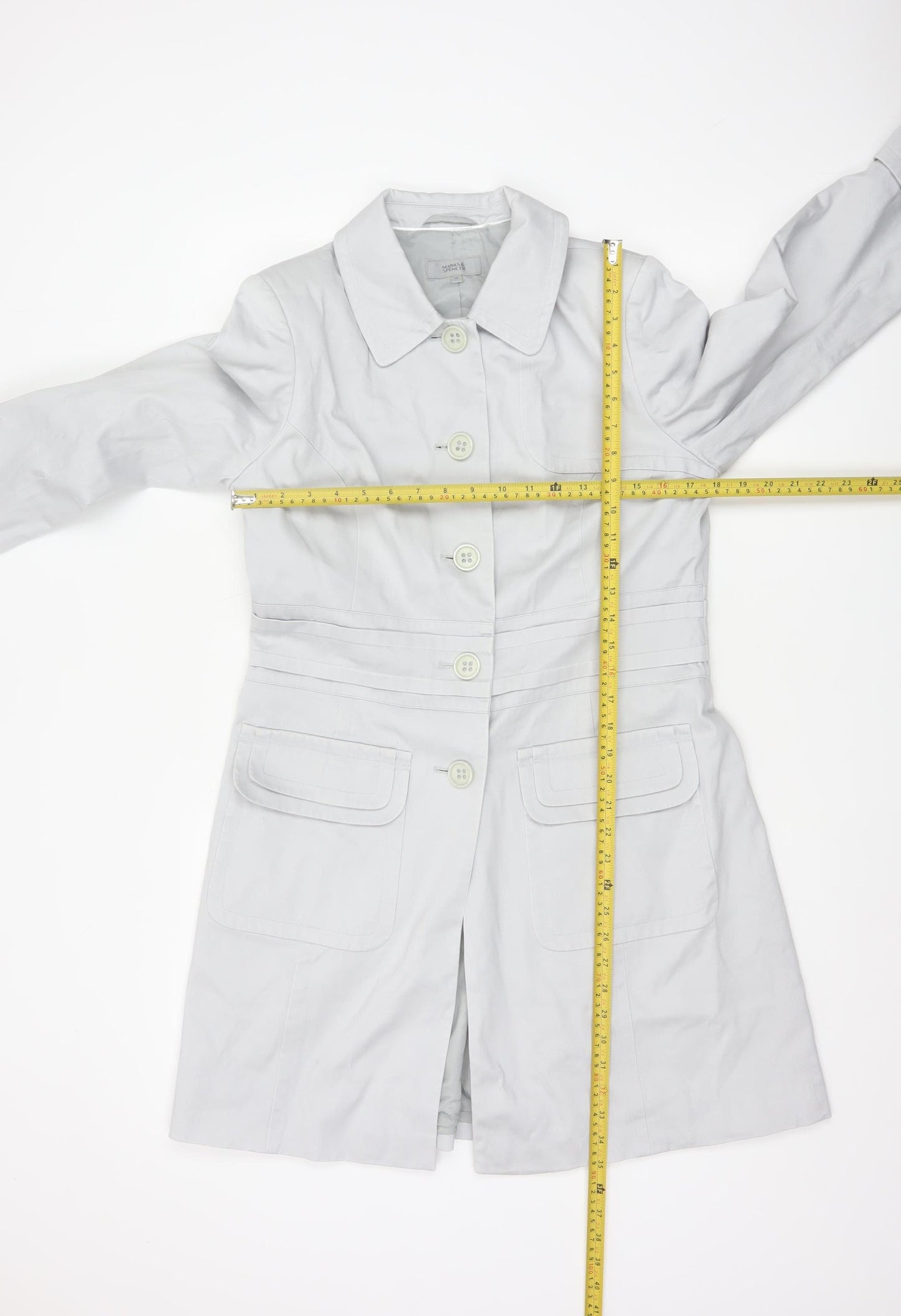Marks and Spencer Women White UK 14 Long Cotton Trench Coat