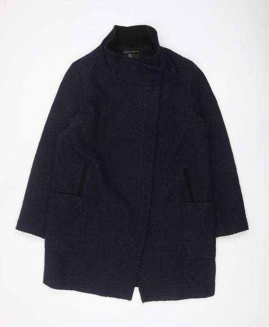 Dorothy Perkins Women’s Navy Blue Textured Overcoat UK 16 Lined