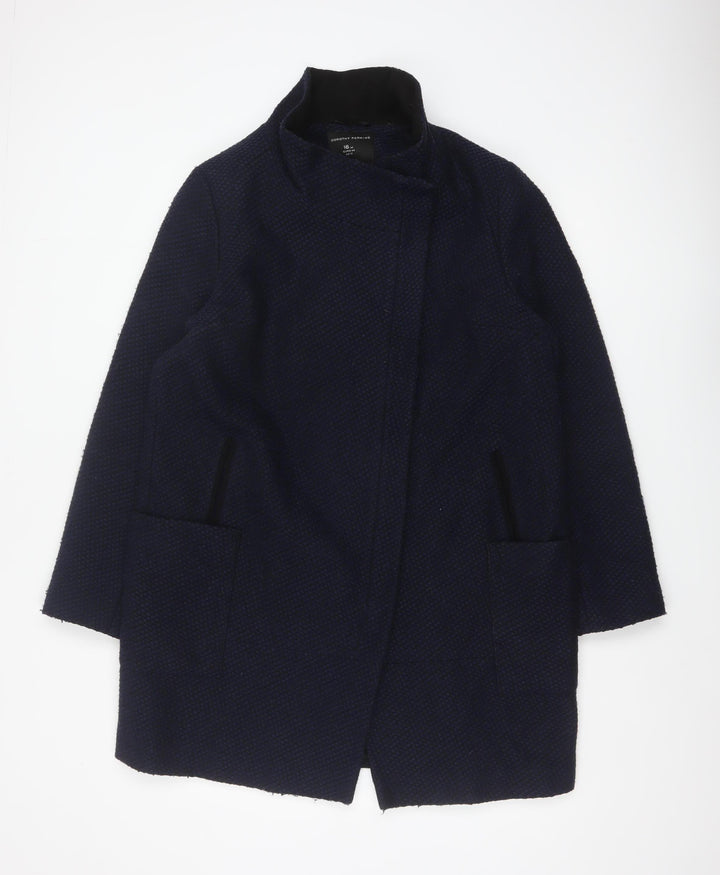 Dorothy Perkins Women’s Navy Blue Textured Overcoat UK 16 Lined