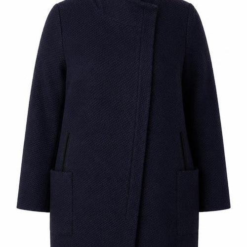 Dorothy Perkins Women’s Navy Blue Textured Overcoat UK 16 Lined