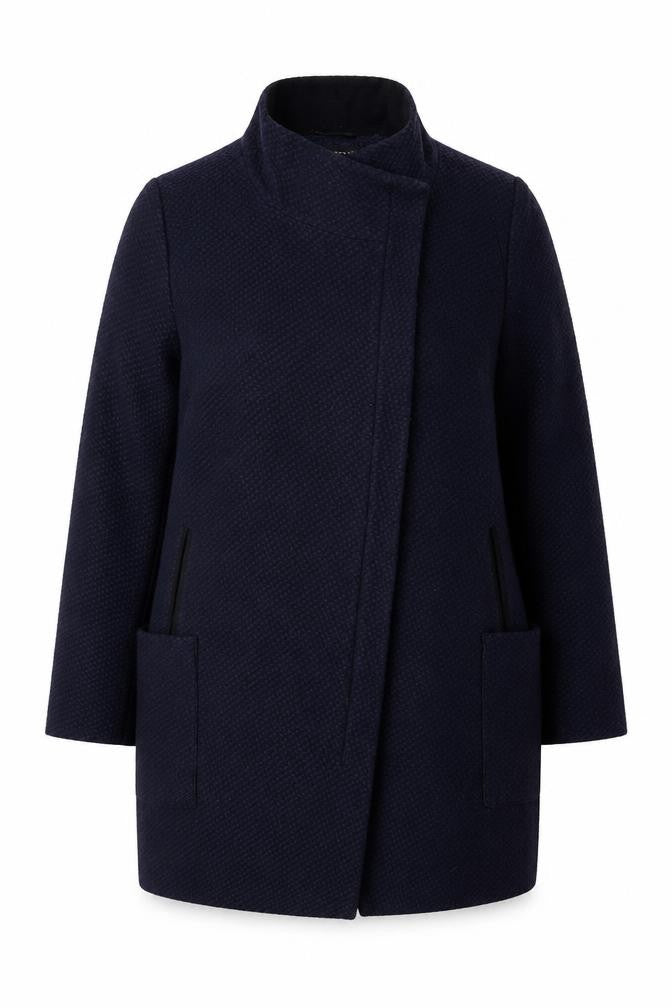 Dorothy Perkins Women’s Navy Blue Textured Overcoat UK 16 Lined