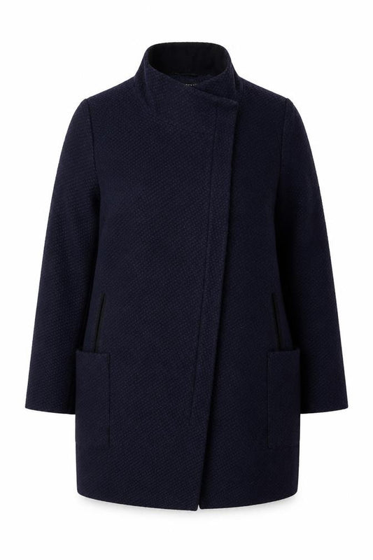 Dorothy Perkins Women’s Navy Blue Textured Overcoat UK 16 Lined