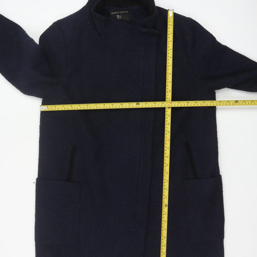 Dorothy Perkins Women’s Navy Blue Textured Overcoat UK 16 Lined