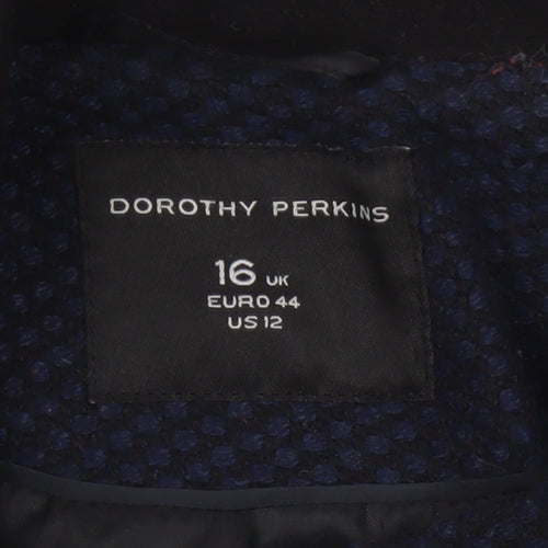 Dorothy Perkins Women’s Navy Blue Textured Overcoat UK 16 Lined