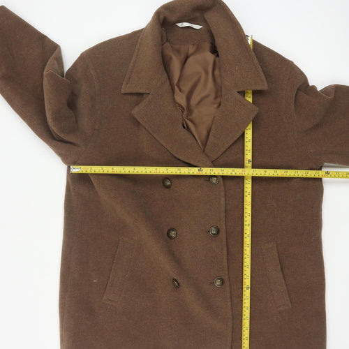Bhs Women’s Brown UK 20 Wool Blend Pea Coat Double-Breasted Lined