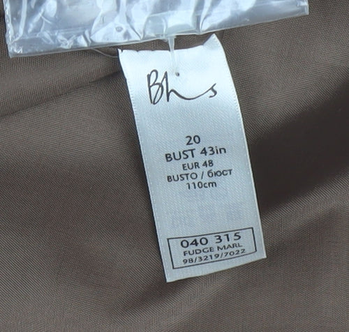 Bhs Women’s Brown UK 20 Wool Blend Pea Coat Double-Breasted Lined