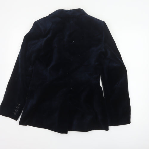 Zara Women’s Navy Blue Velvet Double-Breasted Tuxedo Blazer Size M