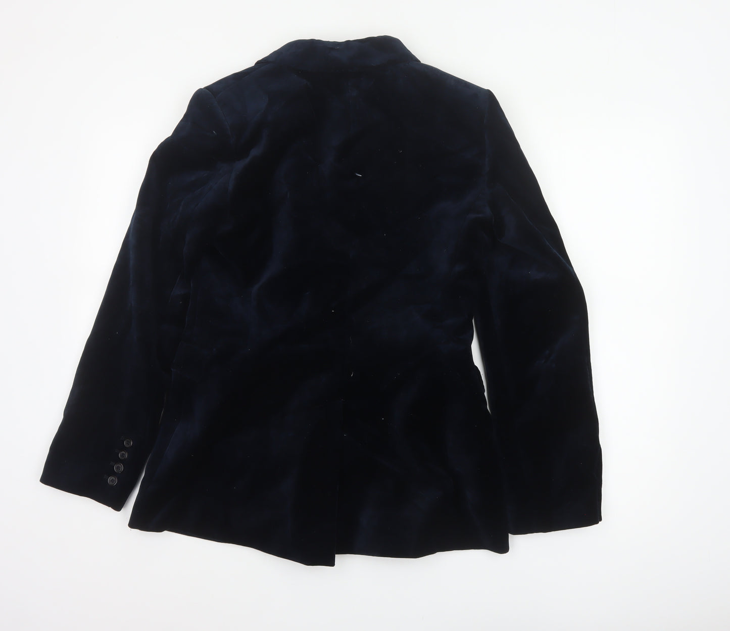 Zara Women’s Navy Blue Velvet Double-Breasted Tuxedo Blazer Size M